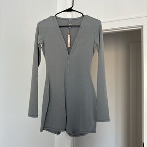 SKIMS cotton jersey button up onesie in pacific